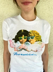 FIORUCCI 1980ER VINTAGE ENGEL SHIRT - weiß, NEU ALTER LAGERGRÖSSE MEDIUM - Bild 1 von 5