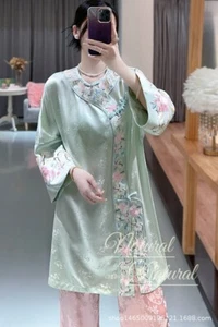 Retro New Fashionable Chinese Style Jacquard Embroidery Floral Long Coat Outwear - Picture 1 of 23