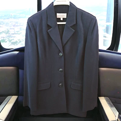 Casual Corner Blazer Jacket Size 8 Navy Blue Lined Career Office Capsule Preppy - Image 1 of 4