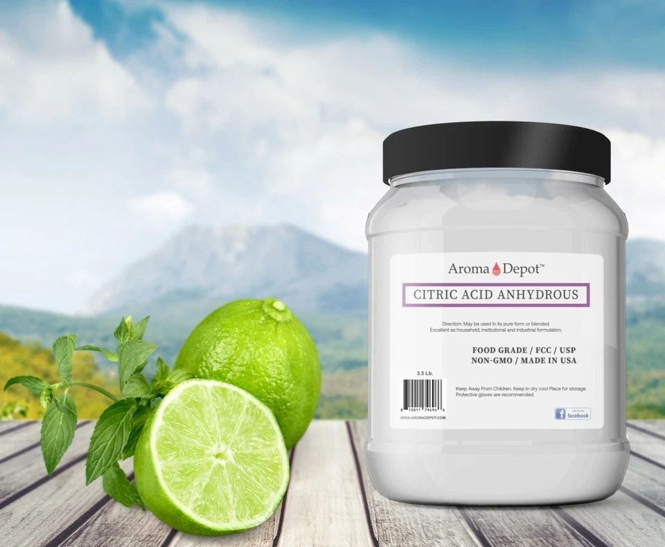 Ácido cítrico 3,5 lb 100 % puro premium grado alimenticio NO TRANSGÉNICO anhidro grado A frasco Foto 1 de 4