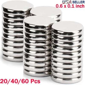 20-60Pcs N45 Rod Neodymium Cylinder Magnet Craft Fridge Model Round Disk 15x3mm - Picture 1 of 13