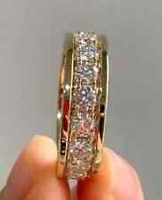2Ct Round Cut Real Moissanite Engagement Band Ring 14K Yellow Gold Plated