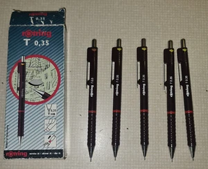 Open box with 5 Rotring 4* T 0.35 / 1* T 0.5 mechanical pencils all NEW - Picture 1 of 2
