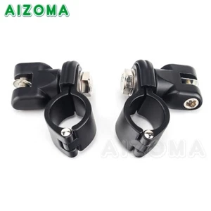 Motorcycle 1-1/4'' Engine Guards Highway Foot Pegs Mount Clamps For Harley Black - Picture 1 of 12