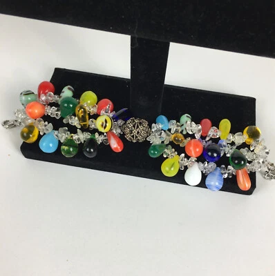 "Pulsera de colección Estate de 3 hilos CHA CHA Art coloridas cuentas de vidrio cargadas gruesas 8,5""" Foto 1 de 4