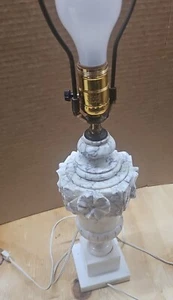 Vintage Neoclassical Carved Art Alabaster Marble Table Lamp. 3A - Picture 1 of 9