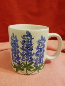 Pewtina Design Coffee Tea Mug Cup Blue Flowers Handpainted - Imagen 1 de 4
