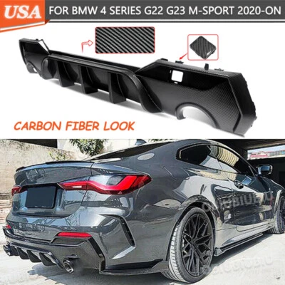 Carbon Look Rear Bumper Diffuser For 2020-2024 BMW 4 Series G22 G23 430i M-Sport Foto 1 de 4