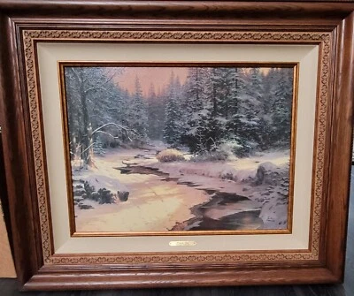 ÚNICO Thomas Kinkade Winters End 18"x24" 320/1450 Enmarcado S/N Lienzo Certificado de Autenticidad Foto 1 de 4