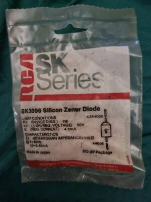 RCA SK3086 55V 1W Zener Diode ±10% Tolerance 4.5mA Pack Of 1 — 第 1/2 张图片