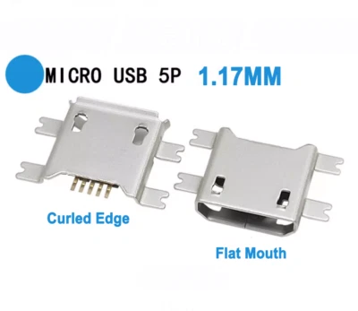 Micro USB Type-B 5 Pin Female Socket SMT/SMD 4 Legs Jack Connector Home 1.17mm - Image 1 of 4
