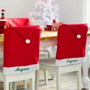 Personalisierte Stuhlhussen Weihnachten Nikolausmütze - Festliche Weihnachtsdeko - Bild 1 von 2