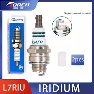 2PCS Iridium TORCH L7RIU Spark Plug Replacement for CHAMPION 858/CJ6 852/RCJ6 - Foto 1 di 7