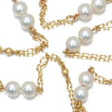 Auth MIKIMOTO Necklace Akoya Pearl 4.8mm Station 18K 750 Yellow Gold