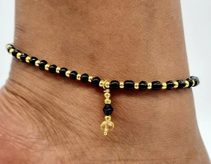 Glass Pearl Bead elastic ankle bracelet foot anklet with bead charm 25cm - Picture 1 of 1