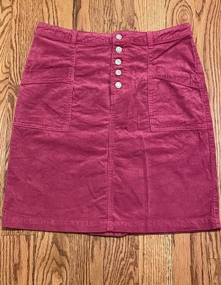 EUC Anthropologie Pilcro Pink Talia Corduroy Button Straight Skirt K Style Sz 8 - Image 1 of 4