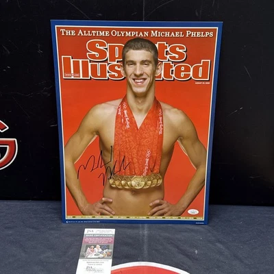 Foto de portada ilustrada deportiva autografiada por Michael Phelps 13X18 Juegos Olímpicos certificado de autenticidad JSA Foto 1 de 4