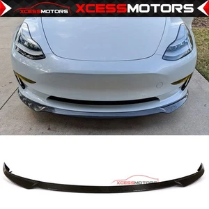 Fits 17-23 Tesla 3 Carbon Fiber Front Bumper Lip Lower Chin Spoiler IKON Style - Picture 1 of 9