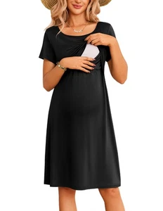 Women's Nursing Dress Summer ShortSleeve Patchwork Maternity Breastfeeding-SMALL - Picture 1 of 5