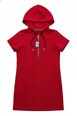 ✅ $90 Tommy Hilfiger Christmas Nordic Lights Sexy Red Hooded Dress Women XL 💯 - Image 1 of 4