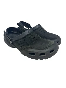 Crocs Men's Black Casual Slip-On Leather Clogs Size 11 - Picture 1 of 9
