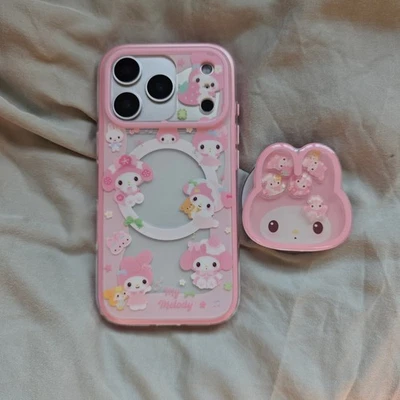 Lindo soporte seguro Melody Bunny Mag + funda para iPhone 17 Pro Max 16 15 14 Foto 1 de 4