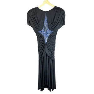 Vestido de cóctel Casadei para mujer negro azul diamante lentejuelas vintage años 80 mujer 10 - Imagen 1 de 18