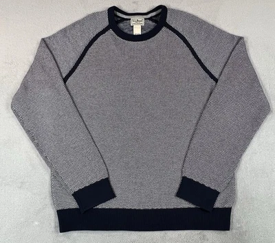 Suéter LL Bean Para Hombres Grande Azul Ojo de Pájaro Mezcla de Algodón Cuello Redondo CoolMax Pullover Foto 1 de 4