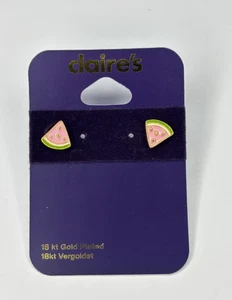 Aretes Claire's chapados en oro de 18 quilates rodajas de melón - Imagen 1 de 6