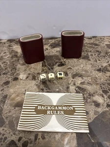 Coctelera de dados Backgammon vintage tazas rojo oscuro imitación cuero repuesto - Imagen 1 de 7