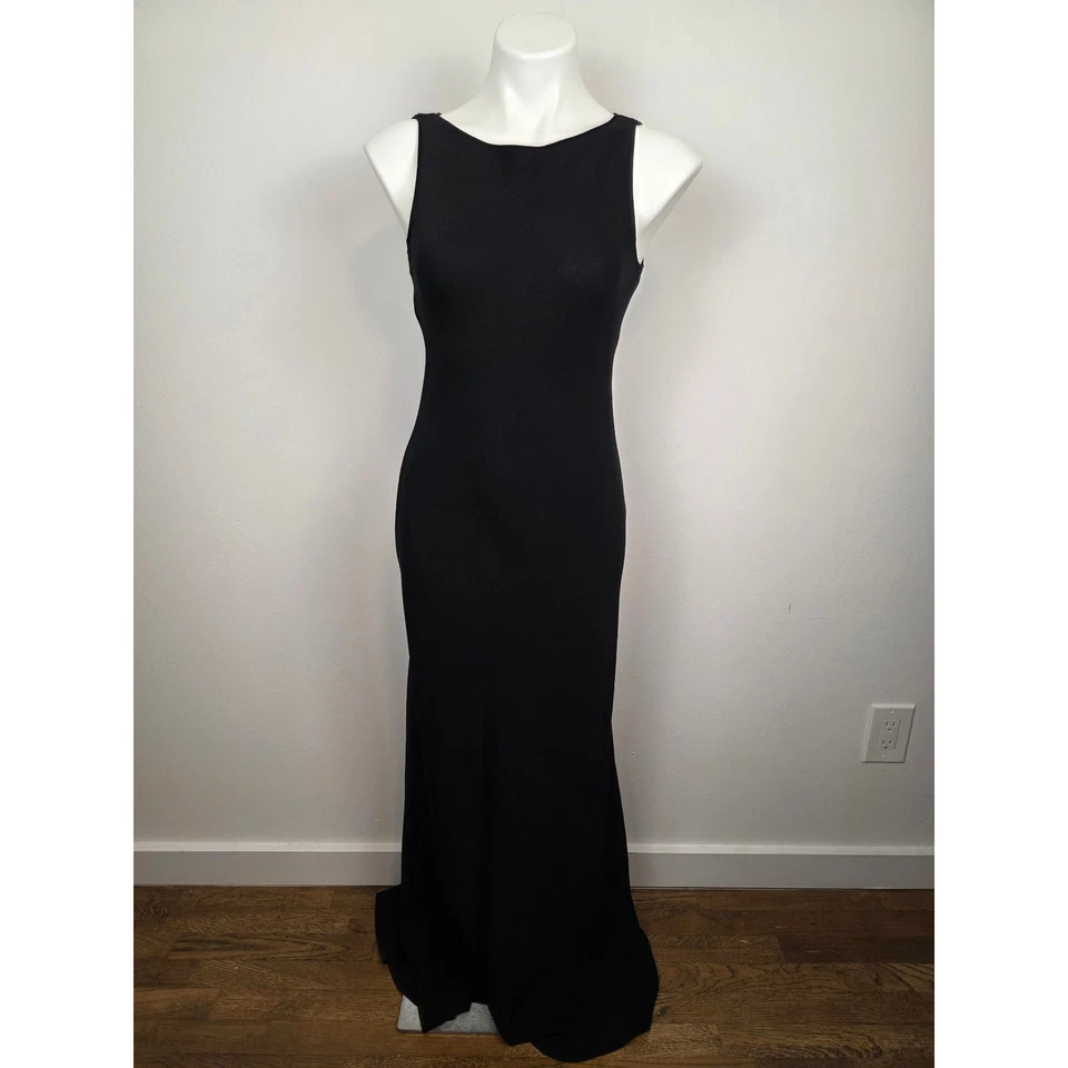 Maxi Vestido de Noche Formal Emanuel Ungaro Negro Sin Mangas Talla 2 Foto 1 de 4