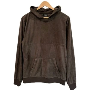 Sudadera con Capucha ZARA MAN Imitación Gamuza Cuero Para Hombre Talla Grande Marrón Oscuro Canguro - Imagen 1 de 9