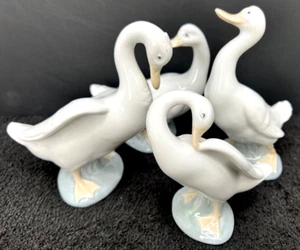 NAO & Lladro Set of 4 Swan Figurines (1978 Marks) - 6" - Picture 1 of 12