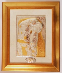 NOZZE D'ORO 50° ANNIVERSARIO DI MATRIMONIO KLIMT IL BACIO ARGENTO QUADRO 57×48 - Foto 1 di 5