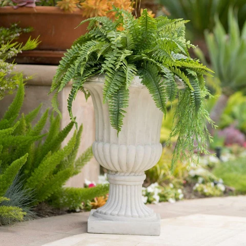Noble House Urn Planter 19X19X26.5 Inch Large Base Stone Indoor Outdoor Classic Cover