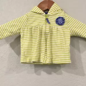 Carter’s Baby Girl 3M Striped Zip Hoodie Sweatshirt Flower 100% Cotton - Picture 1 of 8