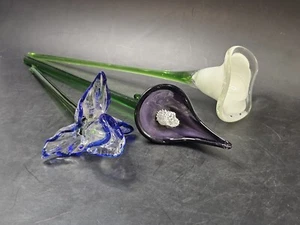 Drei mundgeblasene Kunstglasblumen 11"-15" - Bild 1 von 10