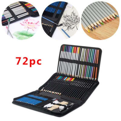 72PCS Professional Artist Pencils Set Drawing Sketching Colouring Art Kit Adult