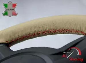 FÜR DAIMLER V8-250 67-69 BEIGE LEDER LENKRADABDECKUNG ROT STIT - Bild 1 von 6