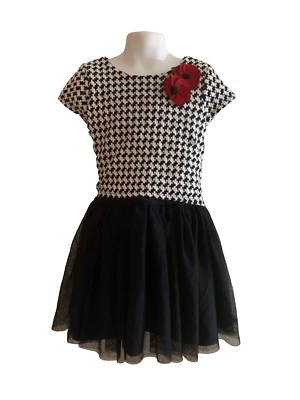 Pippa&Julie winter dress toddler girl size 6 black and white houndstooth New - Image 1 of 4