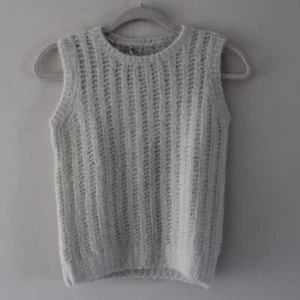 NWT Bonpoint Girls Tank Sweater Vest Alpaca Merino Wool Cream Silver Metallic 12 - Picture 1 of 6