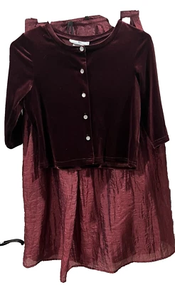 NWT VTG JONATHAN  MARTIN Girls SIZE 16 Burgundy Velvet Top & Rayon Skirt - Image 1 of 4