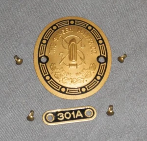 Original Vintage Singer 301A Sewing Machine Brass Plate Shield Badge + Rivets - Picture 1 of 1