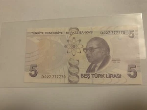 2022 Turkey 5 Turkish Lira Banknote Prefix F UNC - Picture 1 of 2