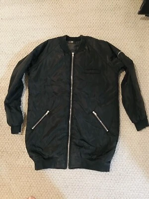 Chaqueta Bomber Missguided Mujer Longline Nylon EE. UU. Talla 8 Cremallera Completa Foto 1 de 4