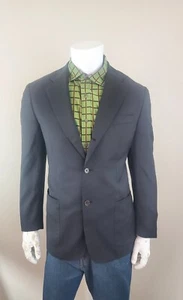 Zanella Mens Italy Black Wool 2 Button Style Sport Coat Blazer Jacket Size 40 R - Picture 1 of 8