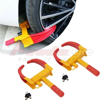FOREVERUNAUTO 2x Anti Theft Wheel Lock Clamp Boot Tire Claw Trailer For Auto Car Truck Towing