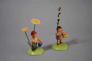 Erzgebirge / VEB KW / 2 x Blumenkinder / Höhe 110 mm ( J 3 ) - Bild 1 von 15