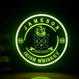 Jameson Irish Whiskey LED Sign Personalized, Home bar pub Sign, Lighted Sig - Picture 1 of 9