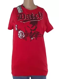 Men's Datch T-Shirt M Medium Red Short Sleeve Crew Neck T-Shirt Cotton Jersey - Picture 1 of 6